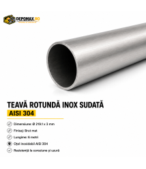Teava rotunda inox sudata AISI 304, 219.1 x 3 mm, 6 metri Teava rotunda inox sudata AISI 304, 219.1 x 3 mm, 6 metri